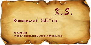 Kemenczei Sára névjegykártya